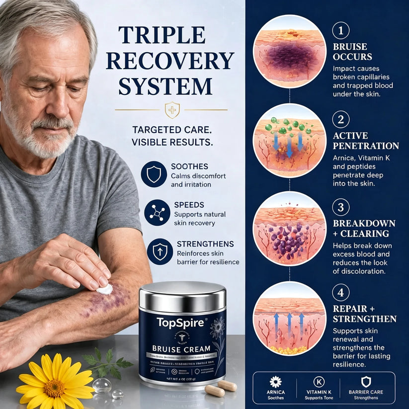 Daily recovery care supports bruised-looking skin mechanism diagram