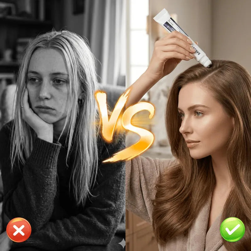 Before and after fuller-looking hair from scalp care