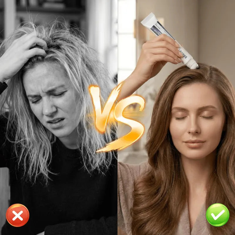 Before and after cooling scalp serum