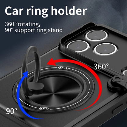 Mecha Push Window iPhone Case – Magnetic Ring Holder, Military-Grade Shockproof Cover