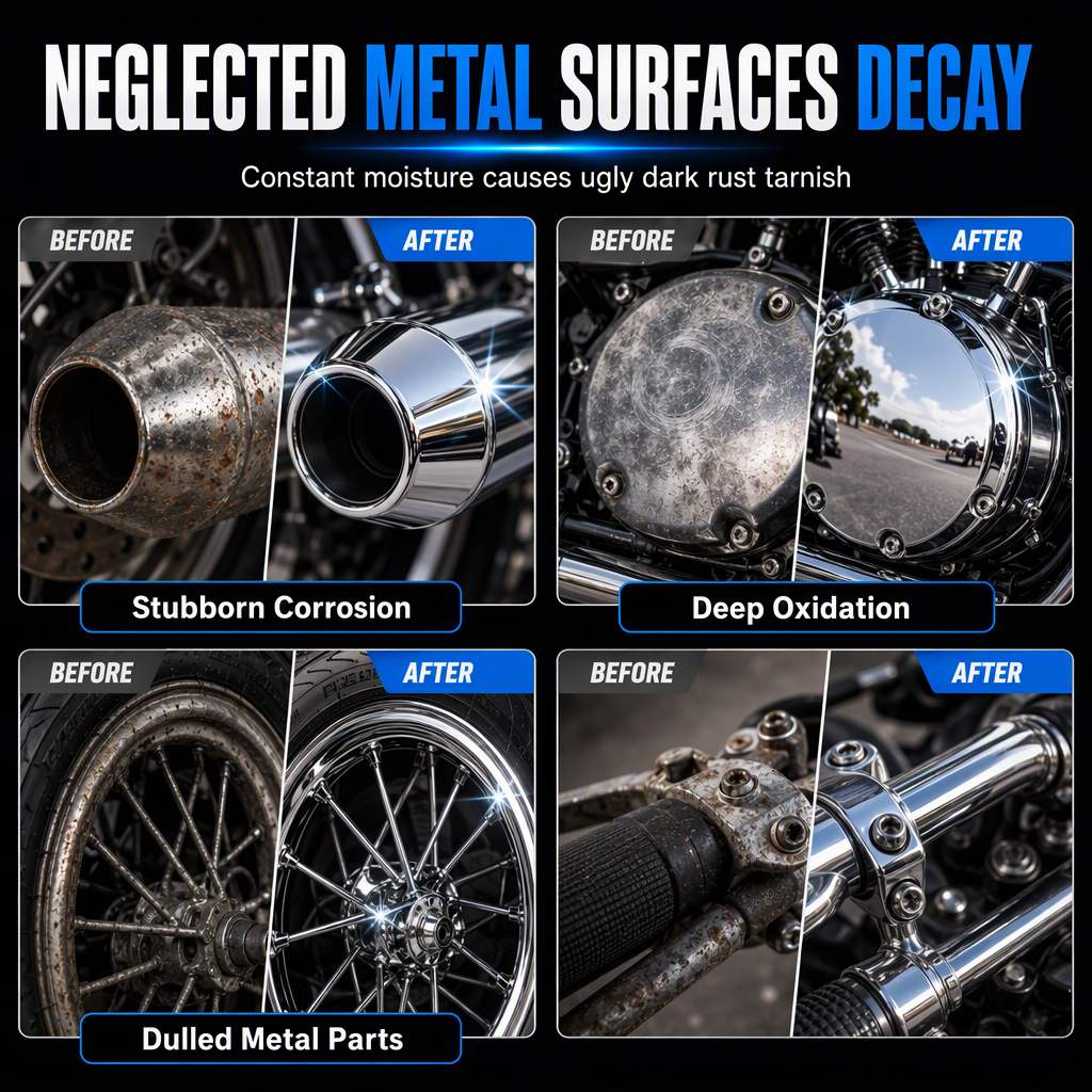 ✨ Motorcycle Chrome Polishing Paste - Metal Rust Restorer & Mirror Polish Cream 🏍️