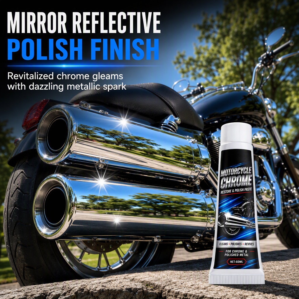 ✨ Motorcycle Chrome Polishing Paste - Metal Rust Restorer & Mirror Polish Cream 🏍️